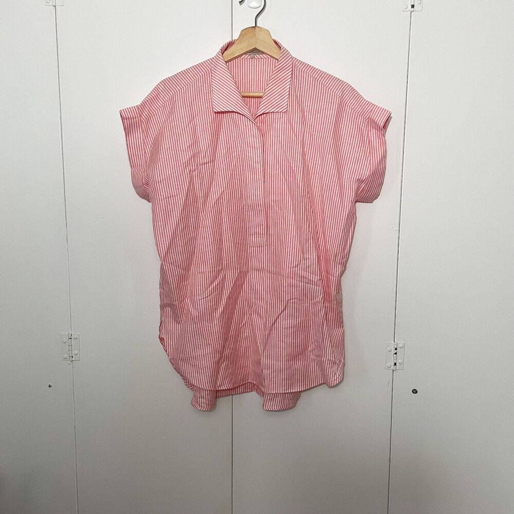 Sarah Alexandra Renee Bassetti Cap Sleeve Pink Striped Shirt, Sz Large